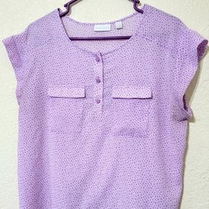 New York & Company Cuffed Short Sleeve Blouse